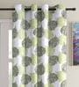 Green Floral Polyester 7Ft Semisheer Eyelet Door Curtains (Set Of 2)