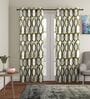 Green Floral Polyester 9Ft Semisheer Eyelet Door Curtains (Set Of 2)