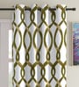 Green Floral Polyester 9Ft Semisheer Eyelet Door Curtains (Set Of 2)