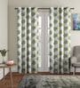 Green Floral Polyester 9Ft Semisheer Eyelet Door Curtains (Set Of 2)