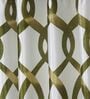 Green Floral Polyester 9Ft Semisheer Eyelet Door Curtains (Set Of 2)