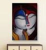 Radha Krishna In Green Canvas Framed Art Print (33 x 21 Inches)