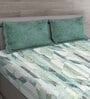 Green Abstract 150 TC Cotton Queen Sized Bed Sheets with 2 Pillow Covers
