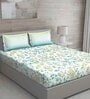 Green Geometric 150 TC Cotton Queen Sized Bed Sheets with 2 Pillow Covers