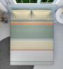 Green Geometric 160 TC Microfiber Queen Sized Double Bedsheet with 2 Pillow Covers Polka Slider Collection