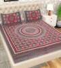 Multicolor Geometric 200 TC Cotton Double Queen Sized Bedsheet With 2 Pillow Covers