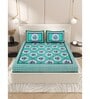 Green Floral 200 TC Cotton Double Queen Sized Bedsheet With 2 Pillow Covers