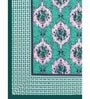 Green Floral 200 TC Cotton Double Queen Sized Bedsheet With 2 Pillow Covers