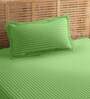 Green Geometric 210 TC 100% Cotton 1 Single Bedsheet with 1 Pillow Cover