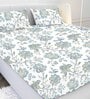 Green Geometric 210 TC Cotton Super King Bedsheet with 2 Pillow Covers