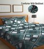 Teal Geometric 210 TC Poly Cotton (Set of 4) Double Bed Bedding Sets