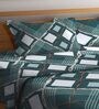 Teal Geometric 210 TC Poly Cotton (Set of 4) Double Bed Bedding Sets