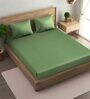 Green Solid 210 TC Satin Single Bed Sized Bed Sheets With 1 Pillow Cover