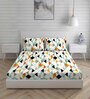 Multicolor Geometric 225 TC Cotton King Sized Bed Sheets with 2 Pillow Covers