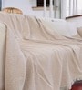 White and Beige Chevron Woven 60 x 50 Inch Throw