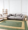Green Geometric Jute 9 Ft X 6 Ft Hand Woven Dhurrie