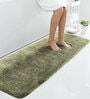 Green Solid Microfiber 5 ft x 2 ft Machine Made Runner