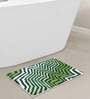 Green Geometric Polyester AntiSkid Bathmat