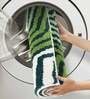 Green Geometric Polyester AntiSkid Bathmat
