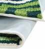 Green Geometric Polyester AntiSkid Bathmat