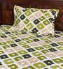 Multicolor Geometric 190 TC 100% Cotton Single Bed Sized Bed Sheets With 1 Pillow Cover
