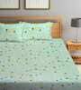 Green Geometric 210 TC Poly Cotton King Sized Bed Sheets with 2 Pillow Covers