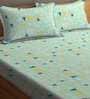 Green Geometric 210 TC Poly Cotton King Sized Bed Sheets with 2 Pillow Covers