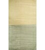 Green Geometrical Bamboo Silk 6 ft X 9 ft Hand Woven Carpet