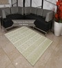 Green Geometrical Cotton Hand Woven Carpet