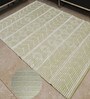 Green Geometrical Cotton Hand Woven Carpet