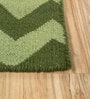 Green Geometrical Wool 5 ft X 8 ft Flat Weaves