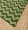 Green Geometrical Wool 5 ft X 8 ft Flat Weaves