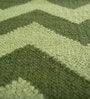 Green Geometrical Wool 5 ft X 8 ft Flat Weaves