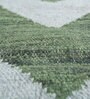Green Geometrical Wool and Viscose 5'3 ft X 7'7 ft Flat Weaves