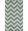 Green Geometrical Wool and Viscose 5'3 ft X 7'7 ft Flat Weaves