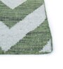 Green Geometrical Wool and Viscose 5'3 ft X 7'7 ft Flat Weaves