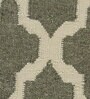 Green Geometrical Wool and Viscose 5 ft X 8 ft Flat Weaves