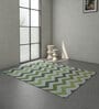 Green Geometrical Wool and Viscose 5 ft X 8 ft Rectangle Flat Weaves