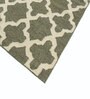 Green Geometrical Wool and Viscose 5 ft X 8 ft Flat Weaves