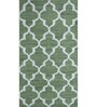 Green Geometrical Wool and Viscose 5 ft X 8 ft Flat Weaves
