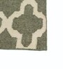 Green Geometrical Wool and Viscose 5 ft X 8 ft Flat Weaves