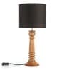Green Girgit Pillar Brown Lamp With Black Cotton Shade