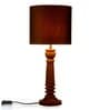 Green Girgit Pillar Brown Lamp With Black Cotton Shade