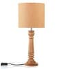 Green Girgit Pillar Brown Lamp With Brown Jute Shade