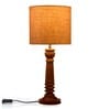 Green Girgit Pillar Brown Lamp With Brown Jute Shade