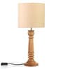 Green Girgit Pillar Brown Lamp With White Cotton Shade