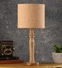 Green Girgit Round Brown Lamp With Brown Jute Shade