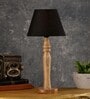 Green Girgit Round Brown Lamp With Taper Black Cotton Shade