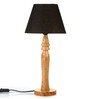 Green Girgit Round Brown Lamp With Taper Black Cotton Shade