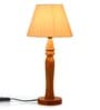 Green Girgit Round Brown Lamp With Taper Off White Cotton Shade